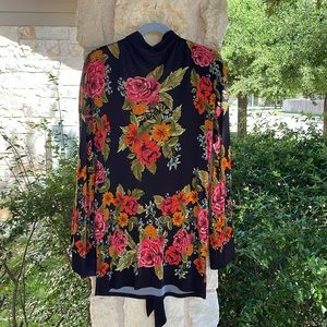 Free People Long Sleeve Tie-Back Floral Dress